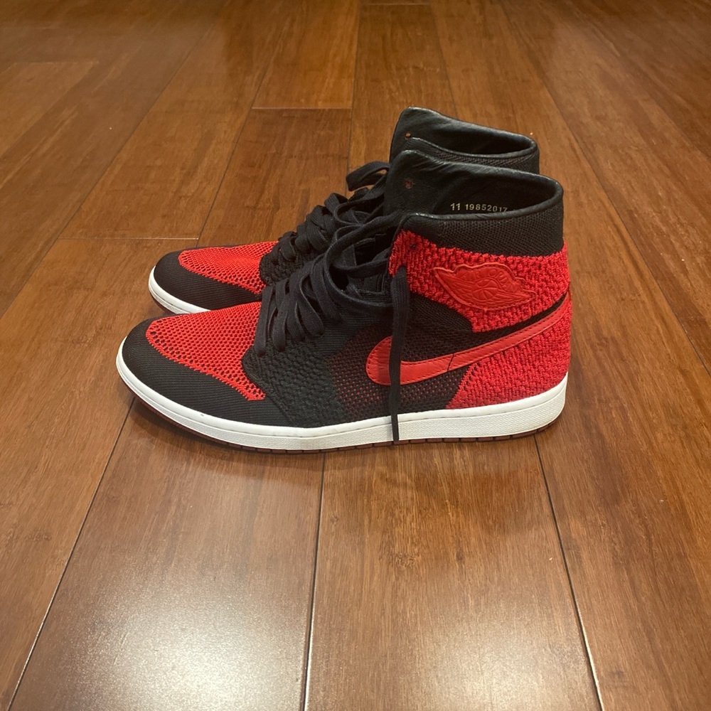 Jordan 1 Hi Retro Fly knit bred